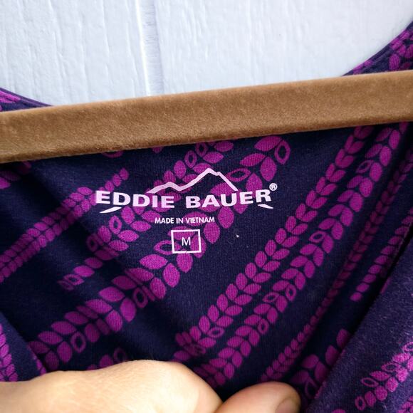 Eddie Bauer Purple Print Sleeveless Dress M – Classic, Minimalist, Workwear - Picture 2 of 7